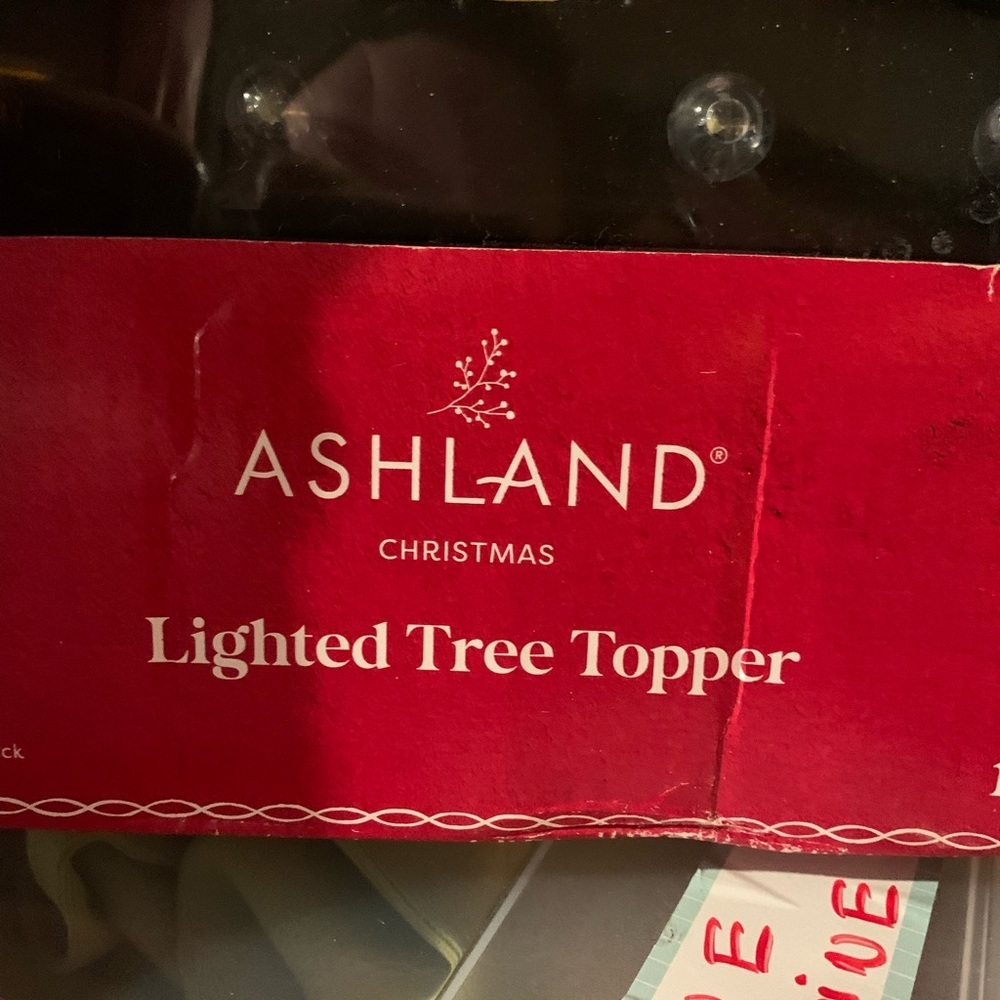 Ashland Red and Gold Lighted Tree Topper with Holly Accent - Picture 2 of 2